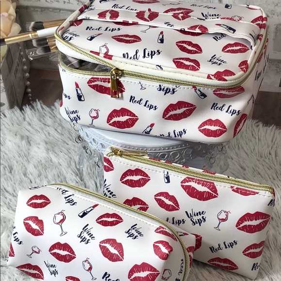 Etereauty 3 - Piece Make-up Bag Set - Lips & Sips - Picture 2 of 14